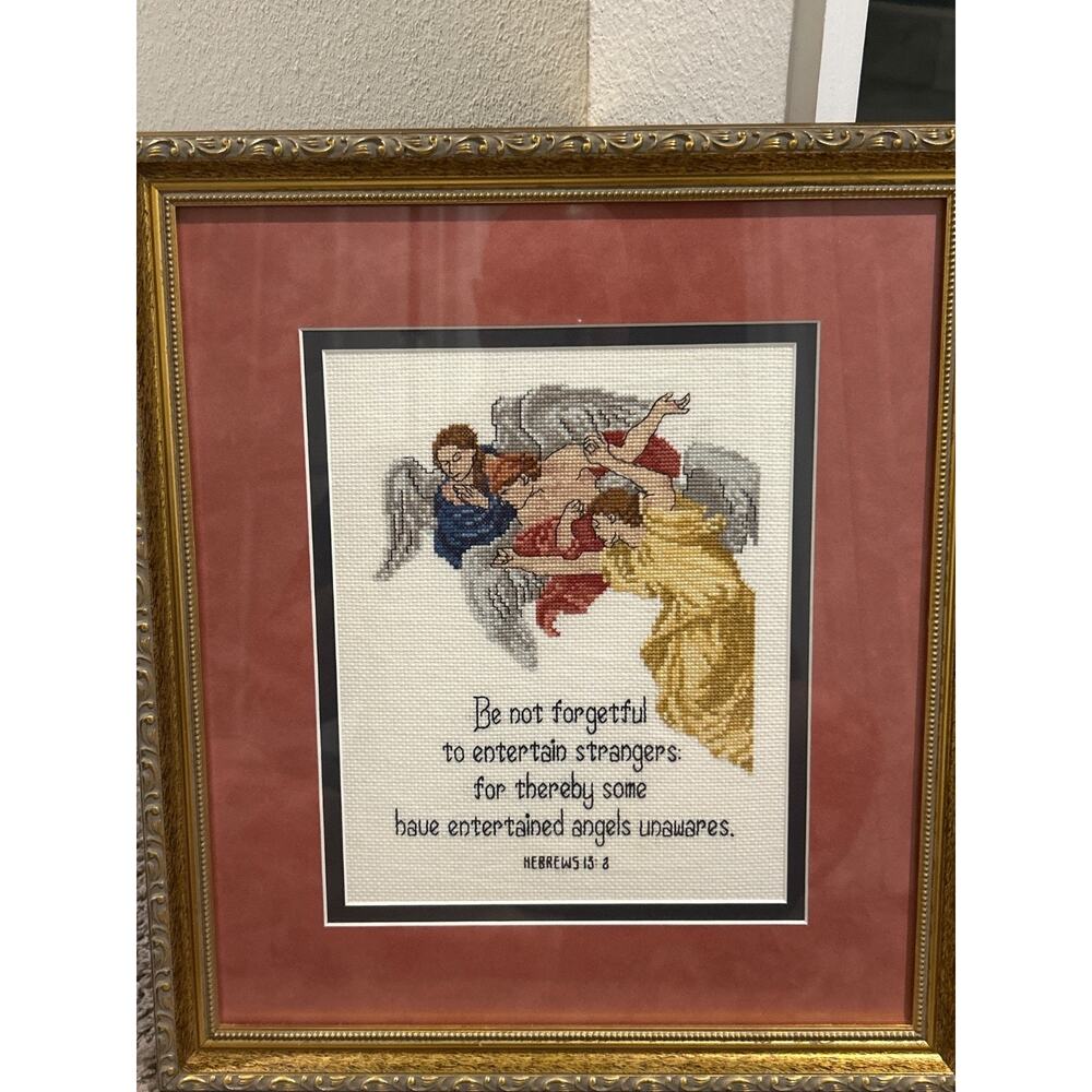 Vintage Cross Stitch "Be niit forgetful to entertain strangers"